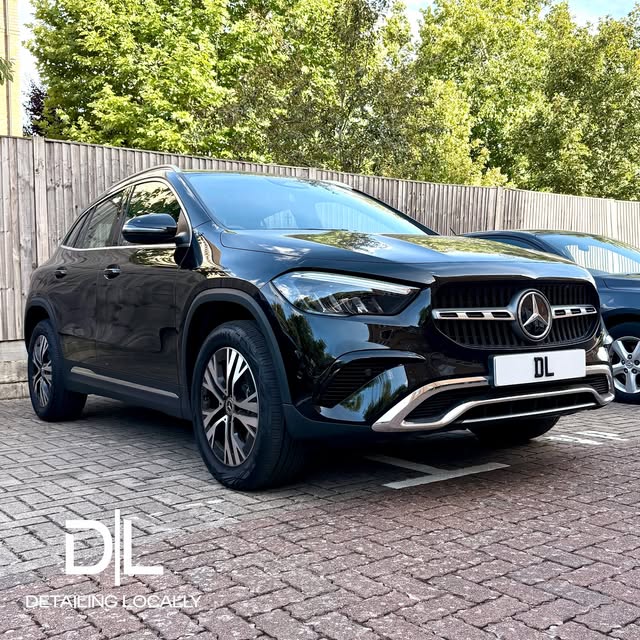 Black Mercedes GLA after a detail